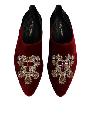 Schwarzer roter Samt verschönert Slip On Schuhe