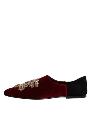 Schwarzer roter Samt verschönert Slip On Schuhe