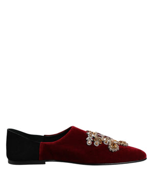 Schwarzer roter Samt verschönert Slip On Schuhe