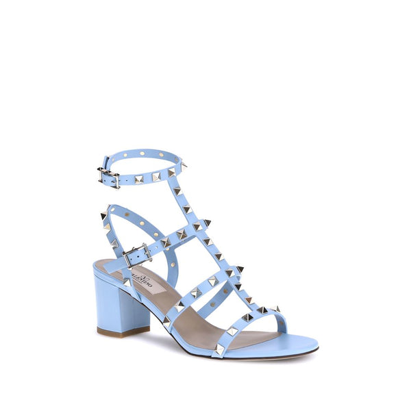 Hellblaue Kalbshaut Bos Taurus Sandalen mit Riemen