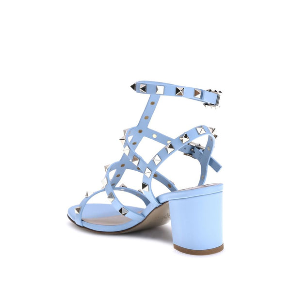 Hellblaue Kalbshaut Bos Taurus Sandalen mit Riemen