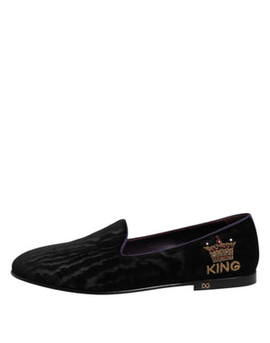 Schwarz DG Crown Stickerei Loafers Slip On Schuhe