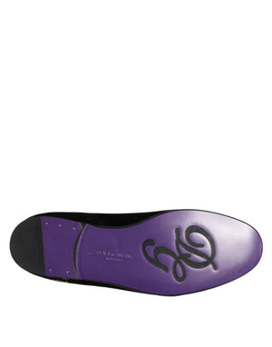 Schwarz DG Crown Stickerei Loafers Slip On Schuhe