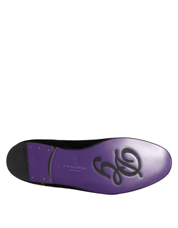 Schwarz DG Crown Stickerei Loafers Slip On Schuhe