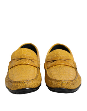 Gelbe Exotische Leder Loafers Slip On Schuhe