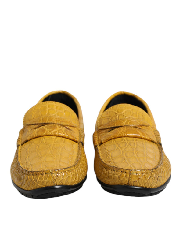 Gelbe Exotische Leder Loafers Slip On Schuhe