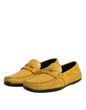 Gelbe Exotische Leder Loafers Slip On Schuhe