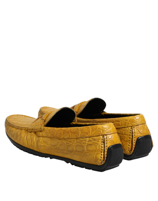 Gelbe Exotische Leder Loafers Slip On Schuhe