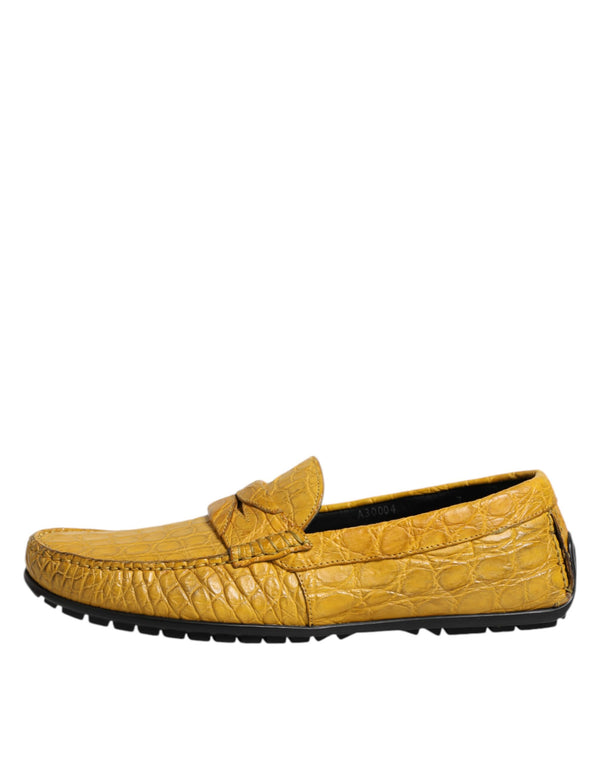 Gelbe Exotische Leder Loafers Slip On Schuhe