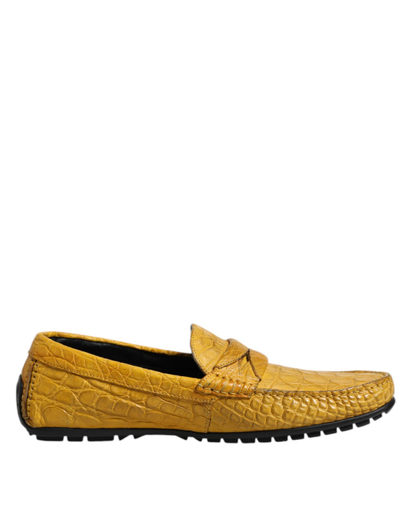 Gelbe Exotische Leder Loafers Slip On Schuhe