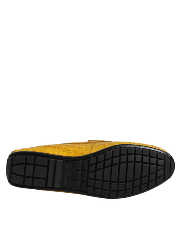 Gelbe Exotische Leder Loafers Slip On Schuhe
