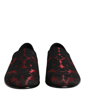 Rot Schwarz Jacquard Slip On Männer Loafers Schuhe