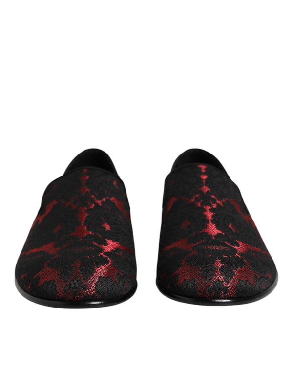 Rot Schwarz Jacquard Slip On Männer Loafers Schuhe