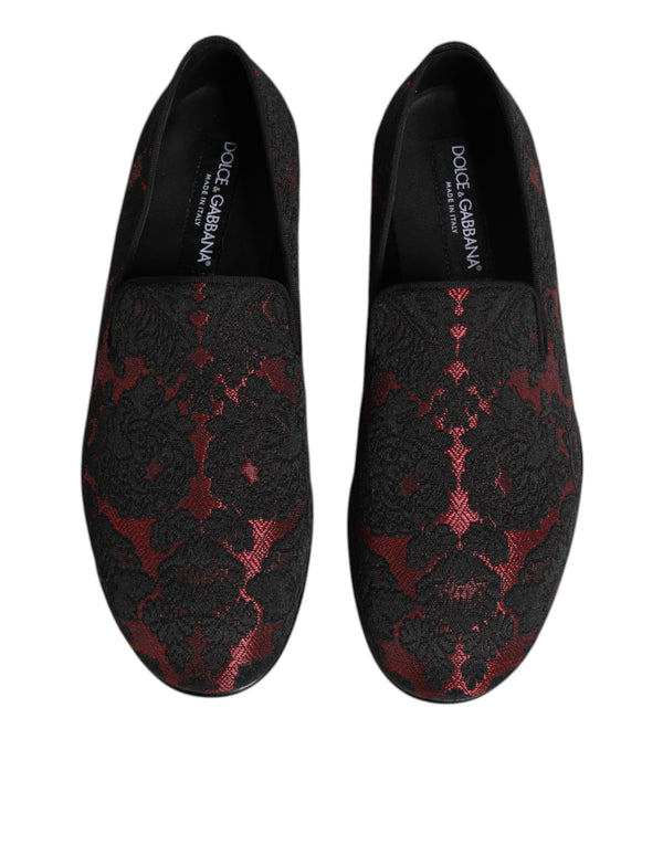 Rot Schwarz Jacquard Slip On Männer Loafers Schuhe