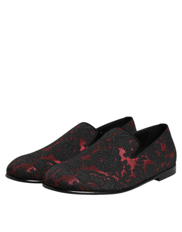 Rot Schwarz Jacquard Slip On Männer Loafers Schuhe