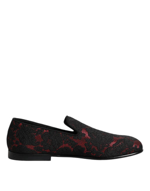 Rot Schwarz Jacquard Slip On Männer Loafers Schuhe