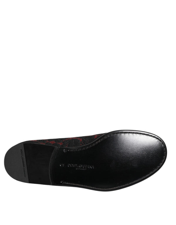 Rot Schwarz Jacquard Slip On Männer Loafers Schuhe