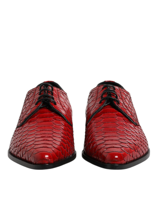Rote Exotische Leder Schnürschuhe Dress Derby Schuhe
