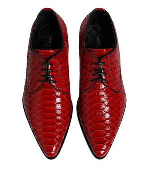 Rote Exotische Leder Schnürschuhe Dress Derby Schuhe