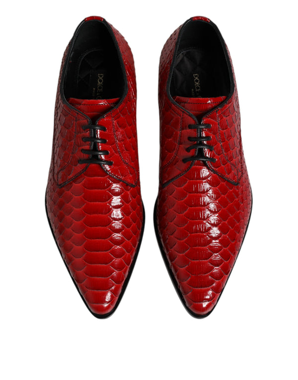 Rote Exotische Leder Schnürschuhe Dress Derby Schuhe