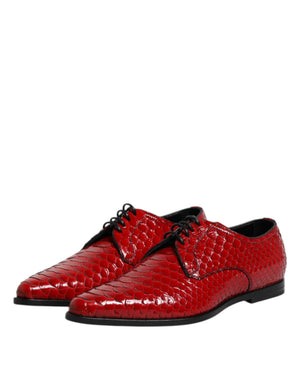 Rote Exotische Leder Schnürschuhe Dress Derby Schuhe