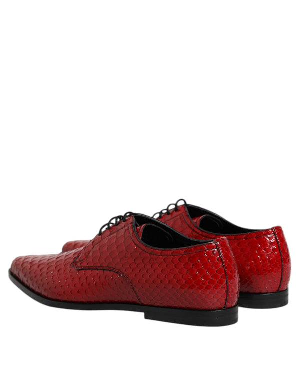 Rote Exotische Leder Schnürschuhe Dress Derby Schuhe