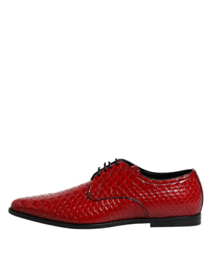 Rote Exotische Leder Schnürschuhe Dress Derby Schuhe