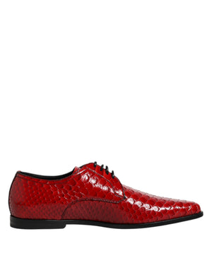 Rote Exotische Leder Schnürschuhe Dress Derby Schuhe