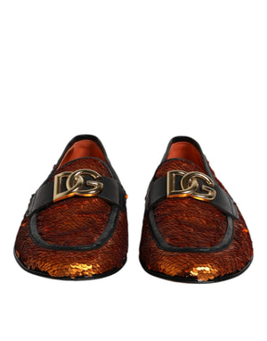 Orange Pailletten verschönert Männer Loafers Schuhe