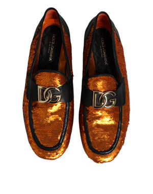 Orange Pailletten verschönert Männer Loafers Schuhe