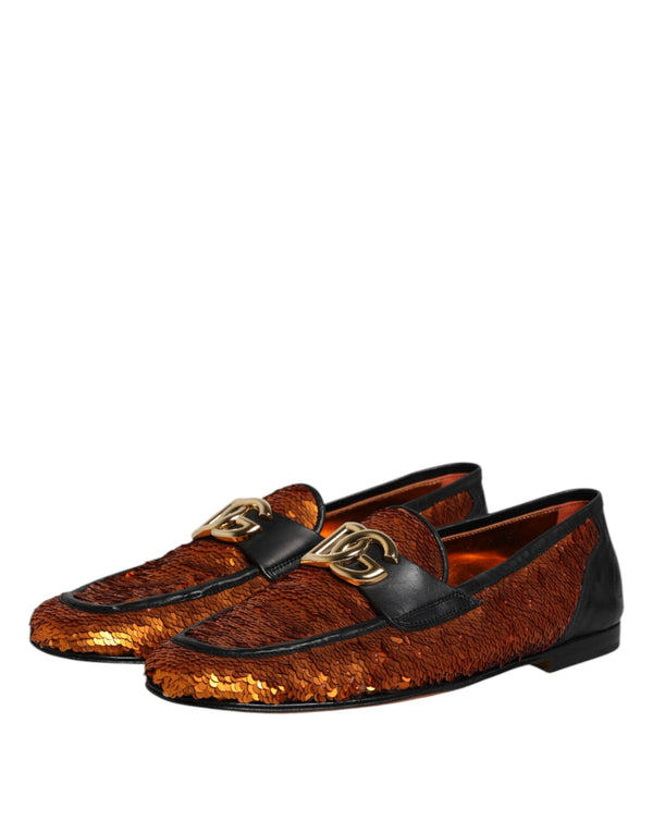 Orange Pailletten verschönert Männer Loafers Schuhe