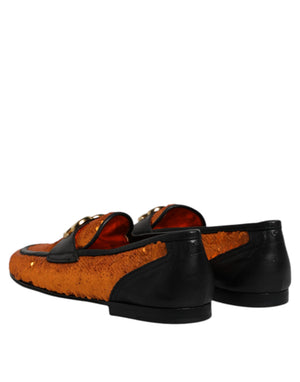 Orange Pailletten verschönert Männer Loafers Schuhe