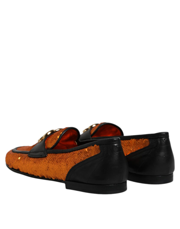 Orange Pailletten verschönert Männer Loafers Schuhe