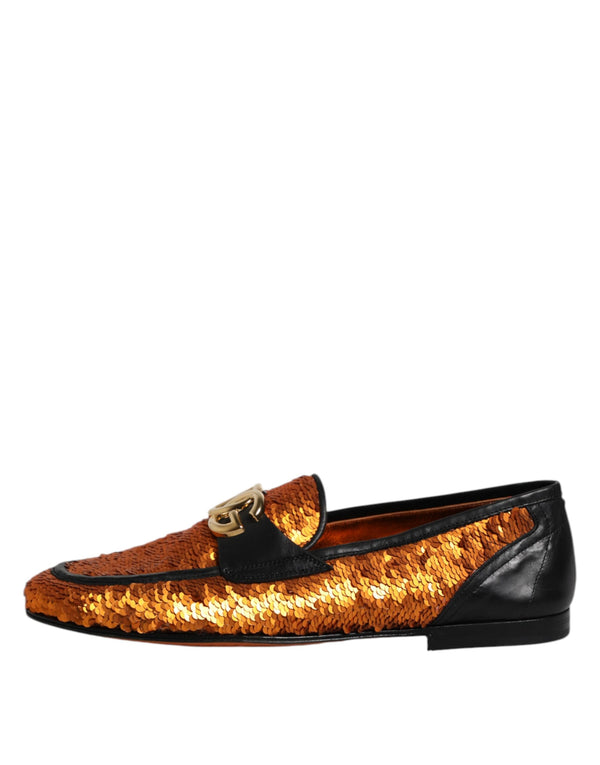 Orange Pailletten verschönert Männer Loafers Schuhe