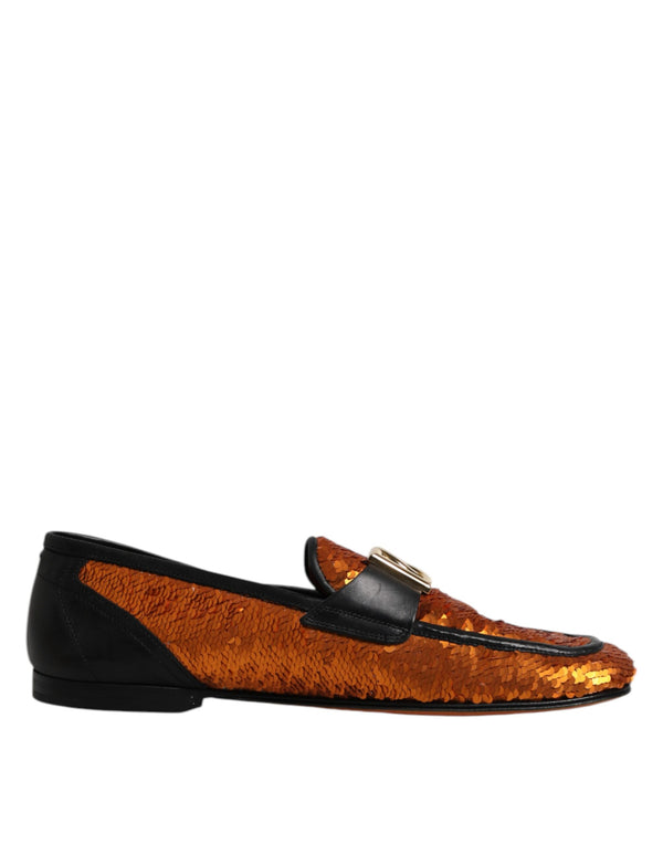 Orange Pailletten verschönert Männer Loafers Schuhe