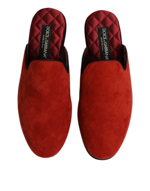 Orange Wildleder Pantoffeln Flache Hausschuhe