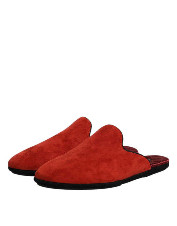 Orange Wildleder Pantoffeln Flache Hausschuhe