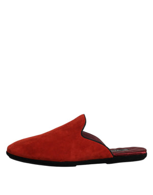 Orange Wildleder Pantoffeln Flache Hausschuhe