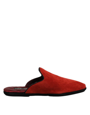 Orange Wildleder Pantoffeln Flache Hausschuhe