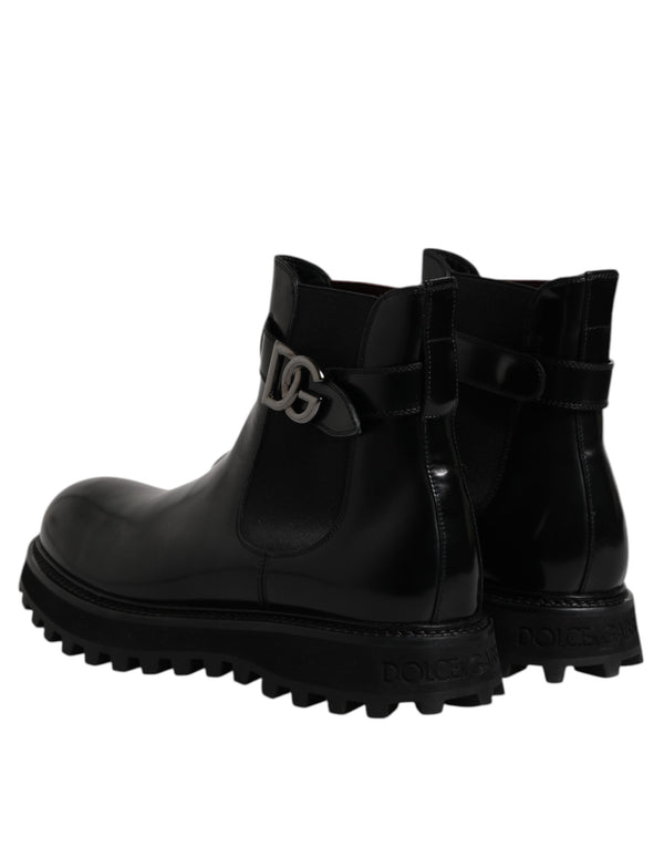 Schwarzer Gürtel DG Logo Herren Chelsea Boots Schuhe