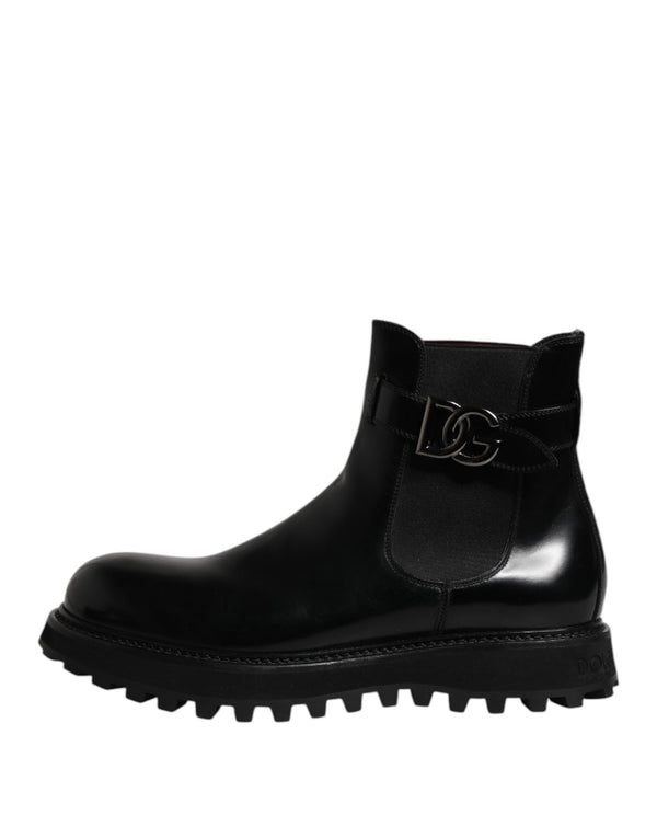 Schwarzer Gürtel DG Logo Herren Chelsea Boots Schuhe