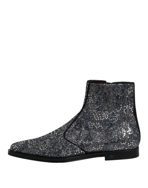 Dunkelgraue Baumwolle Pailletten Chelsea Boots Schuhe