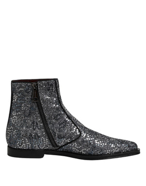 Dunkelgraue Baumwolle Pailletten Chelsea Boots Schuhe