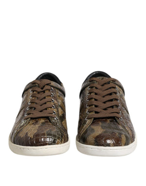 Braune Exotische Leder Low Top Sneakers Schuhe
