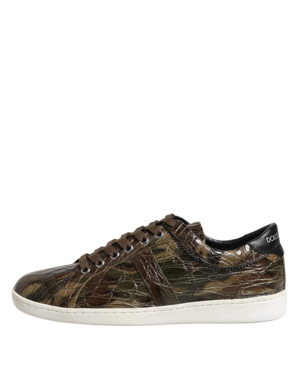 Braune Exotische Leder Low Top Sneakers Schuhe