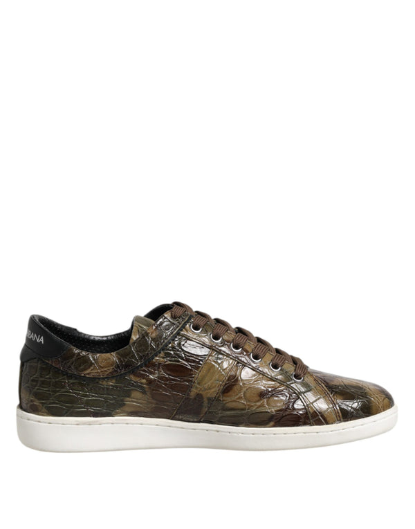 Braune Exotische Leder Low Top Sneakers Schuhe