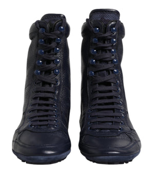 Dunkelblau Leder KING High Top Sneakers Schuhe