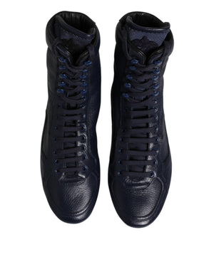 Dunkelblau Leder KING High Top Sneakers Schuhe