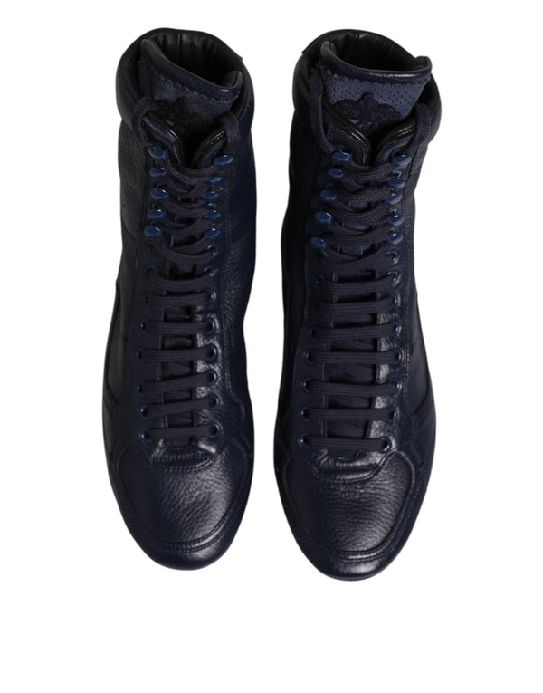 Dunkelblau Leder KING High Top Sneakers Schuhe