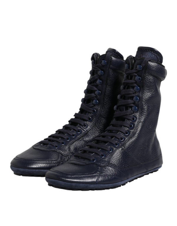 Dunkelblau Leder KING High Top Sneakers Schuhe